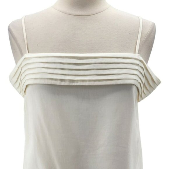 NWT Do+Be Sleeveless Off The Shoulder Pleated Ivory Blouse Top Womens Large - Picture 2 of 9